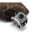 Steel Ring Unisex Chevalier Large Zircon