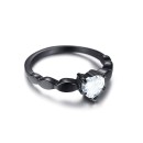 Black Solitaire Ring Steel Women Heart