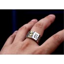 Anello Acciaio Uomo Donna Fascia Teschio Incisione