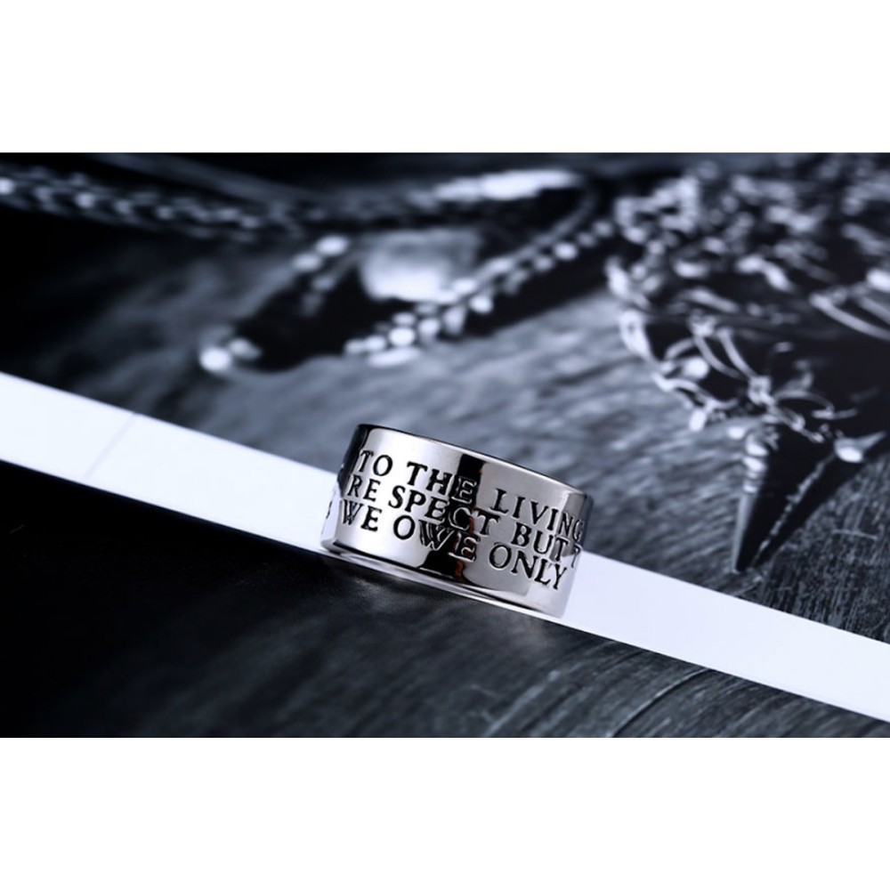 Steel Skull Band Engraved Ring for...