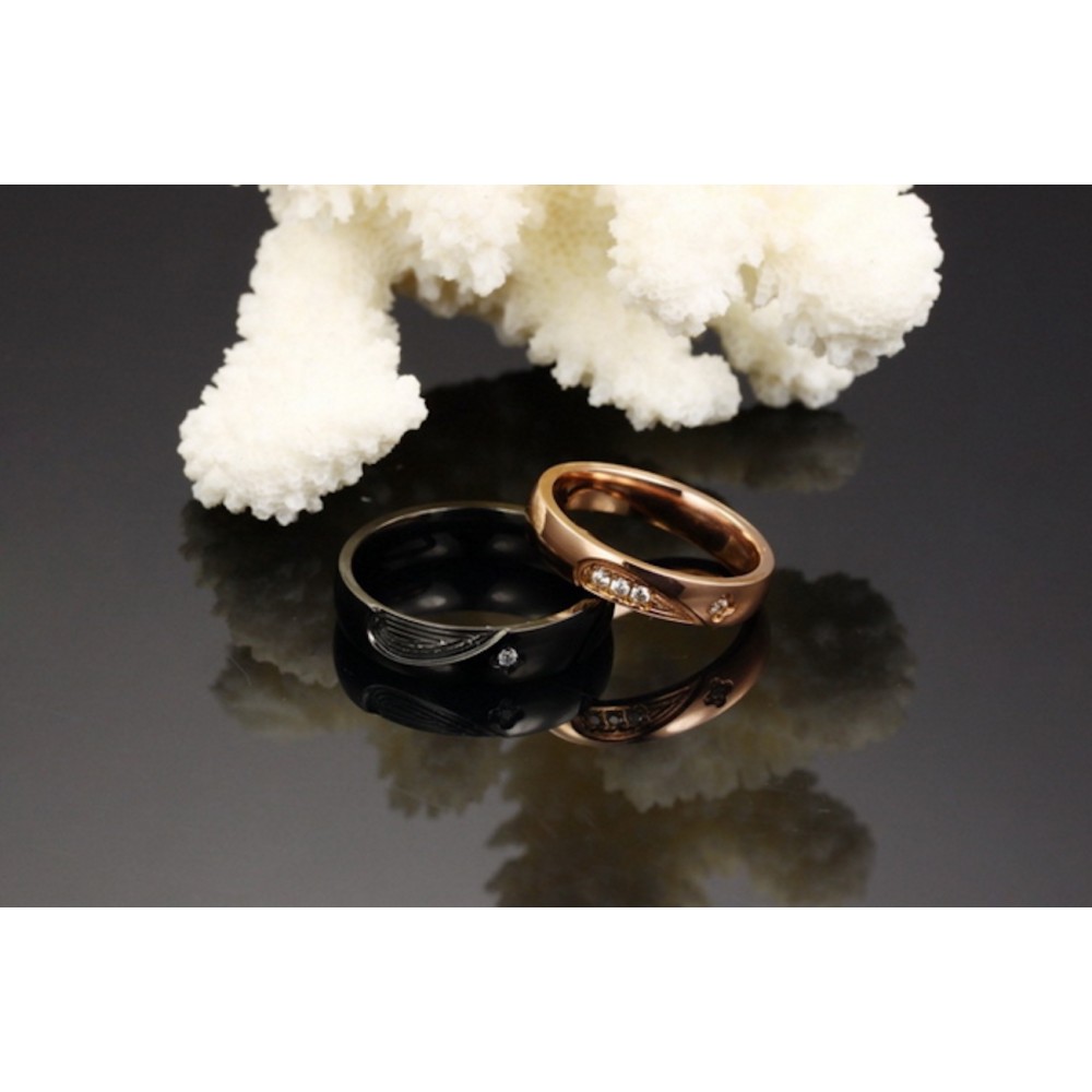 Couple Rings Half Heart Rose Gold and...