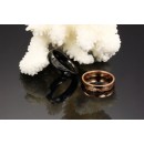 Couple Rings Half Heart Rose Gold and Black Engraving
