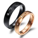 Couple Rings Half Heart Rose Gold and Black Engraving