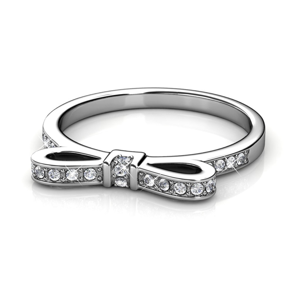 Silver Swarovski Band Ring with Bow...