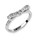 Silver Swarovski Band Ring with Bow and Diamonds