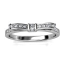 Silver Swarovski Band Ring with Bow and Diamonds