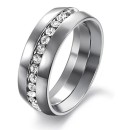 Anello Acciaio Uomo Donna con corona di brillanti