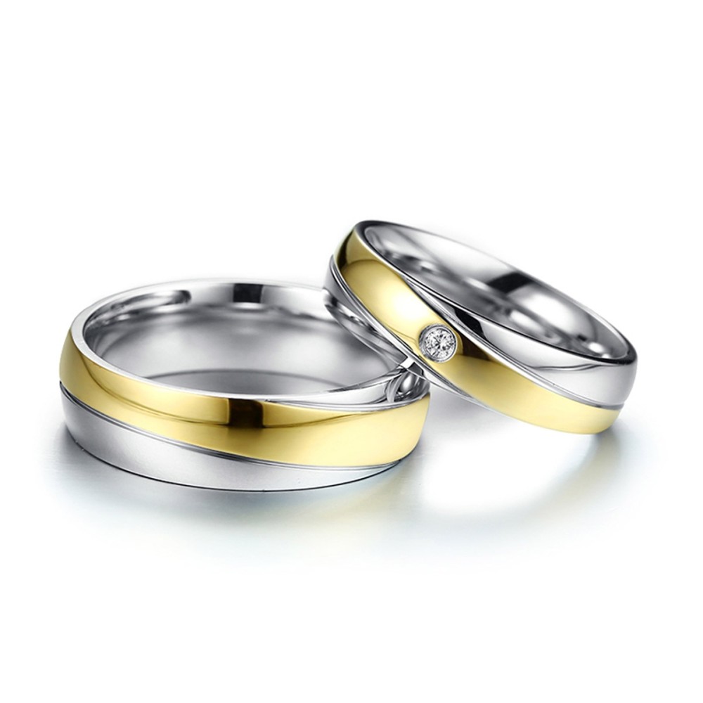 Pair of Steel Gold Rings with Engraving