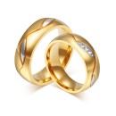 Pair of Engagement Rings in Gold-colored Steel