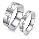 Stainless Steel Band Engagement Rings with Love Engraving