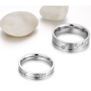 Stainless Steel Band Engagement Rings with Love Engraving