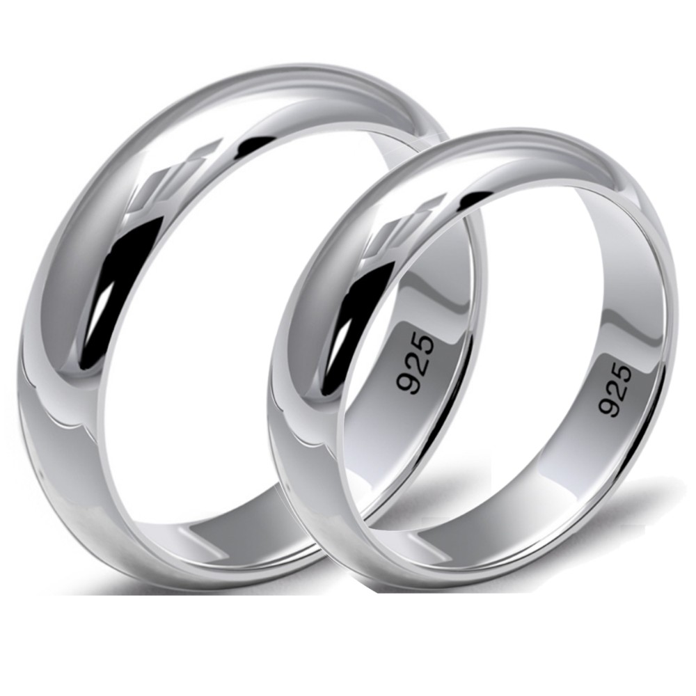 Pair of 5g simple 925% Silver wedding...