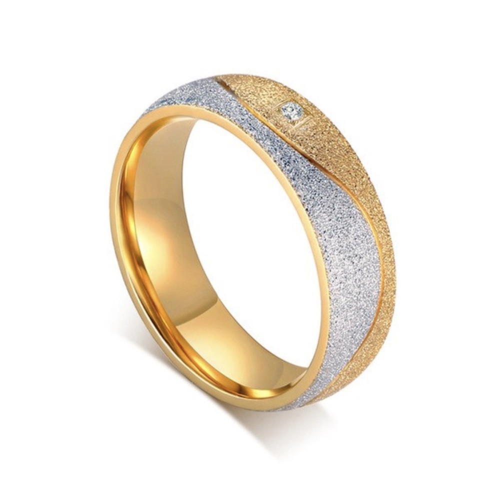 Couple Rings Steel and Gold Bands for...