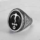 Anello Acciaio Chevalier Sigillo Tondo Ancora