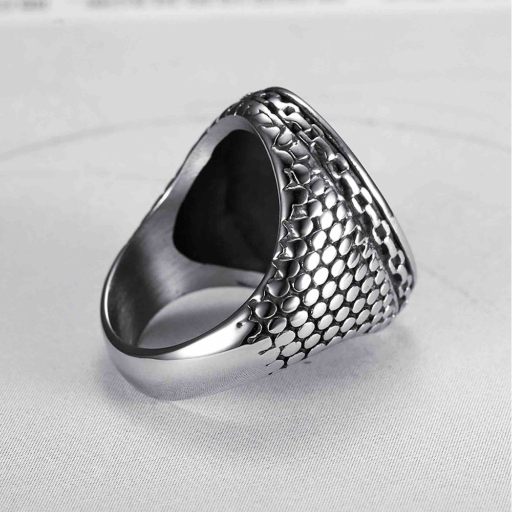 Anello Acciaio Chevalier Sigillo...