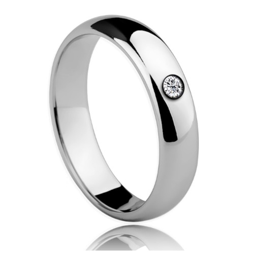 Steel Solitaire Ring Simple...