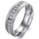 Steel Ring for Women Adorned with Zircons