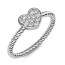 Silver Swarovski Solitaire Heart Ring