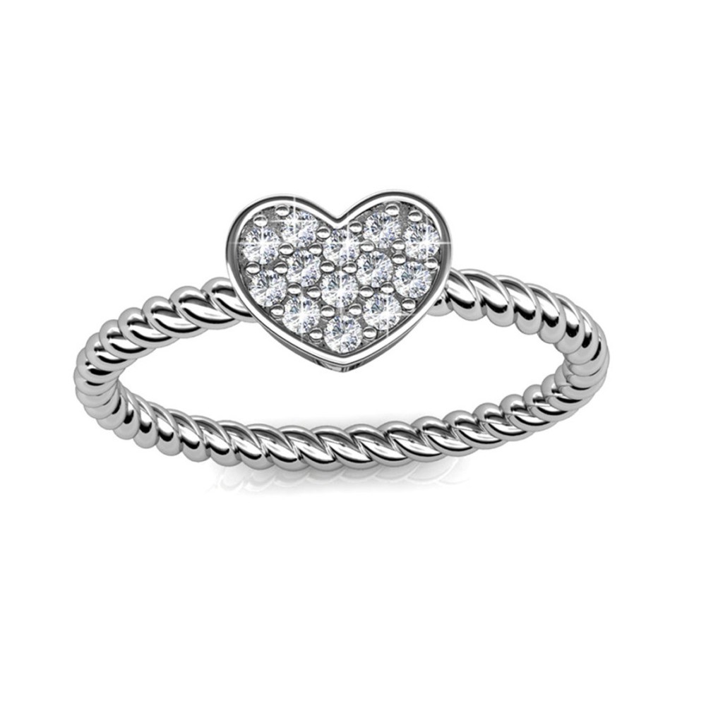 Silver Swarovski Solitaire Heart Ring