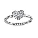 Silver Swarovski Solitaire Heart Ring