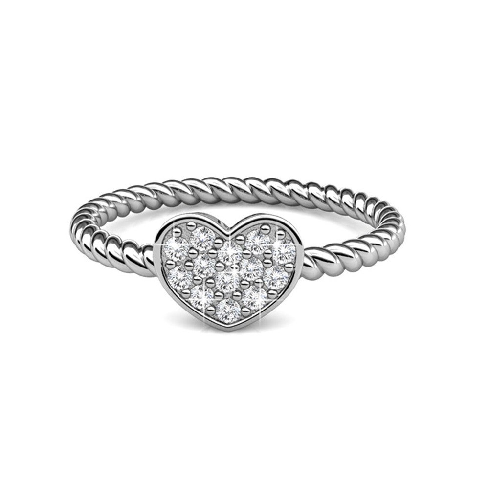 Silver Swarovski Solitaire Heart Ring