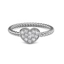 Anello Fedina Argento Swarovski Solitario Cuore