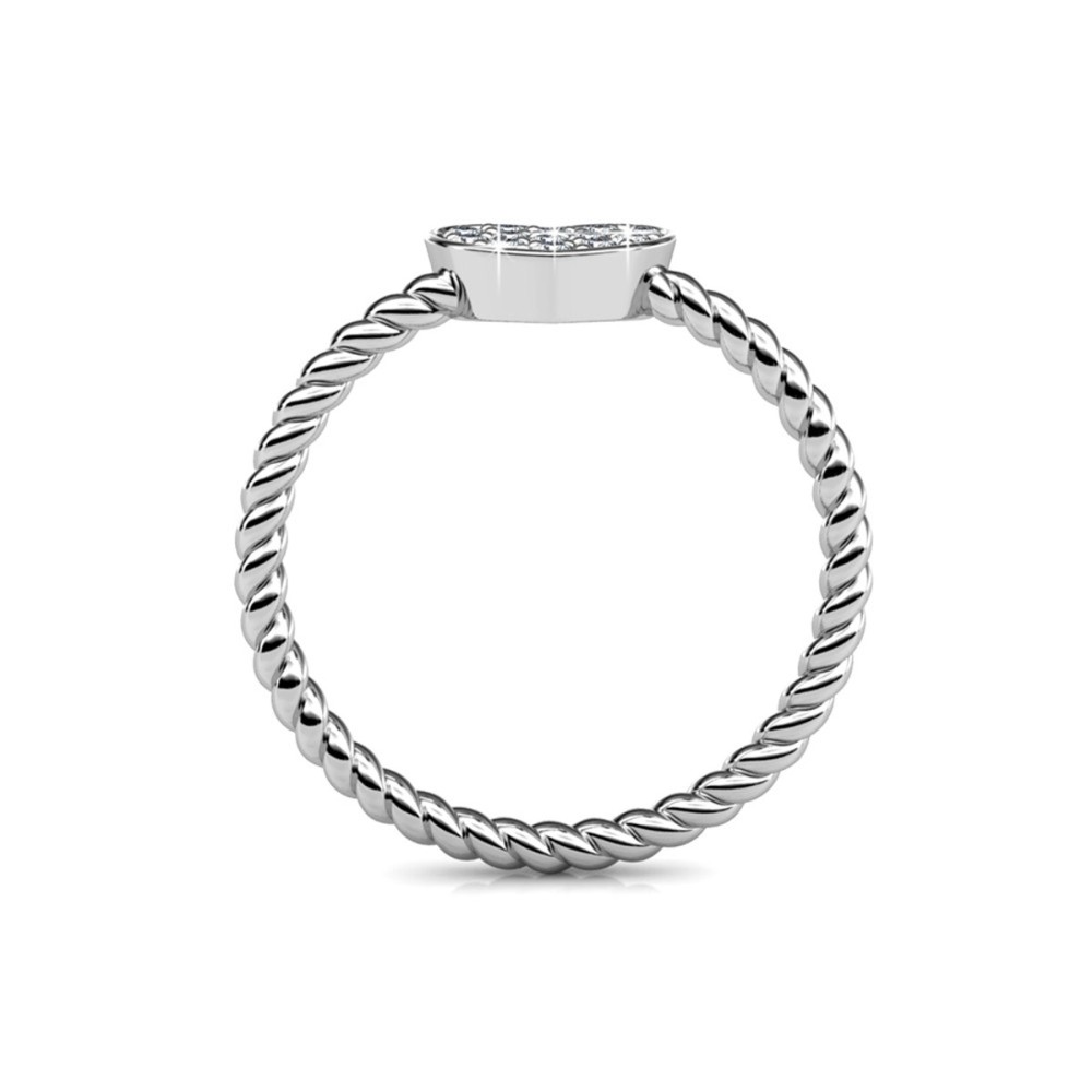 Silver Swarovski Solitaire Heart Ring
