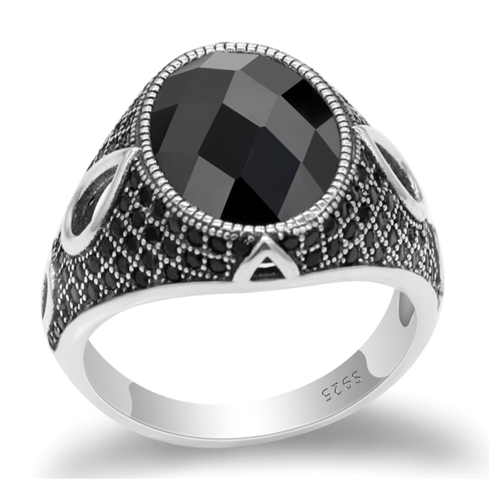Men's Women's 925% Silver Ring with...