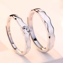Couple of Adjustable Silver Rings for Men and Women with Zirconia