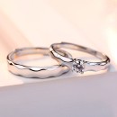 Couple of Adjustable Silver Rings for Men and Women with Zirconia