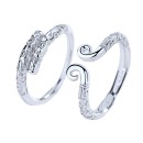 Pair of Adjustable 925% Silver Maori Style Rings for Men and Women