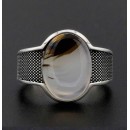 925% Silver Ring with Personalized Engraving Agate Stone