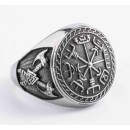 Round Chevalier Steel Ring with Viking-style Seal