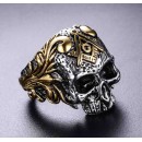 Anello in acciaio teschio stile massonico