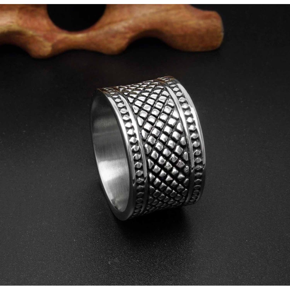 Stainless Steel Ring Unisex Dotted Band