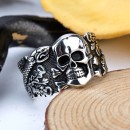 Men Women Skull Band Ring with Engraving in 925% Silver