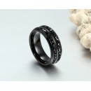 Anello Uomo Donna Fascia Nero Acciaio Con Cristalli Unisex