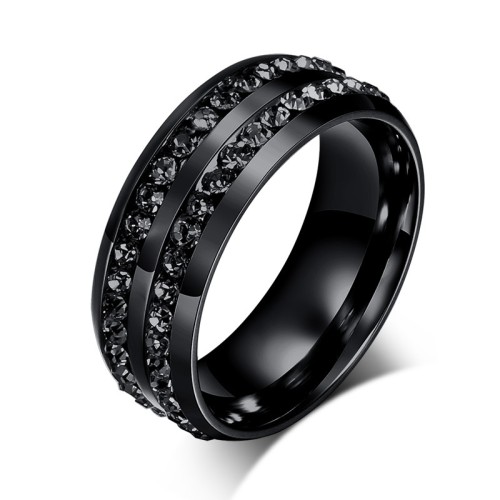 Black Steel Band Ring With...
