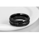 Black Steel Band Ring With Crystals Unisex