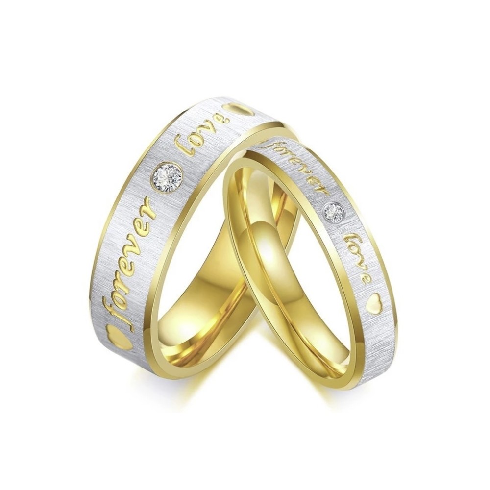 Couple of steel rings with zirconia...