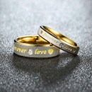 Coppia Fedine acciaio con zircone e incisione forever love Fedi Nuziali Particolari