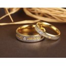 Couple of steel rings with zirconia and engraving "forever love"