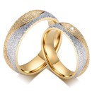 Couple Rings Steel and Gold Bands for Him and Her with Zirconia
