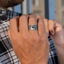 Men Women Skull Band Ring with Engraving in 925% Silver