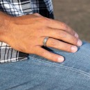 925 Sterling Silver Men Women Ring With Vintage Engraving Band With Stone