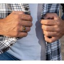 Anello Argento 925% con incisione Chevalier con Pietra Occhio di Tigre