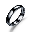 Simple 4mm ring, polished black steel, for men and women