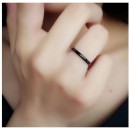 Thin black simple steel clasp ring for women