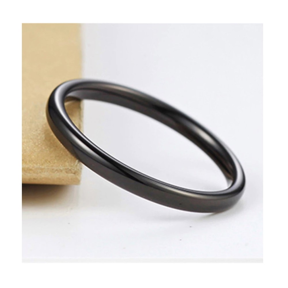 Thin black simple steel clasp ring...