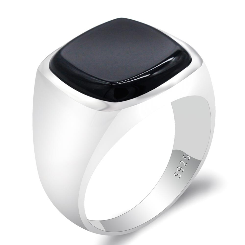 Men's Silver 925% Ring with Square...